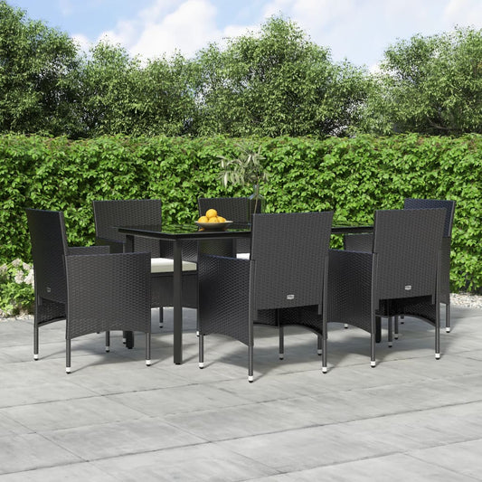 Set da Pranzo da Giardino 7 pz con Cuscini Nero - homemem39
