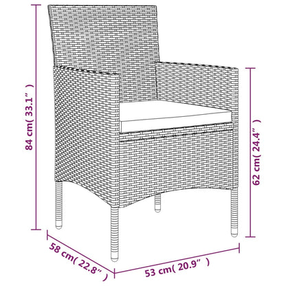 Set da Pranzo da Giardino 7 pz con Cuscini Grigio e Nero | homemem39