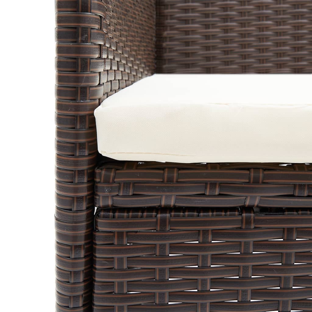 Set da Pranzo da Giardino 5 pz con Cuscini Marrone e Nero - homemem39