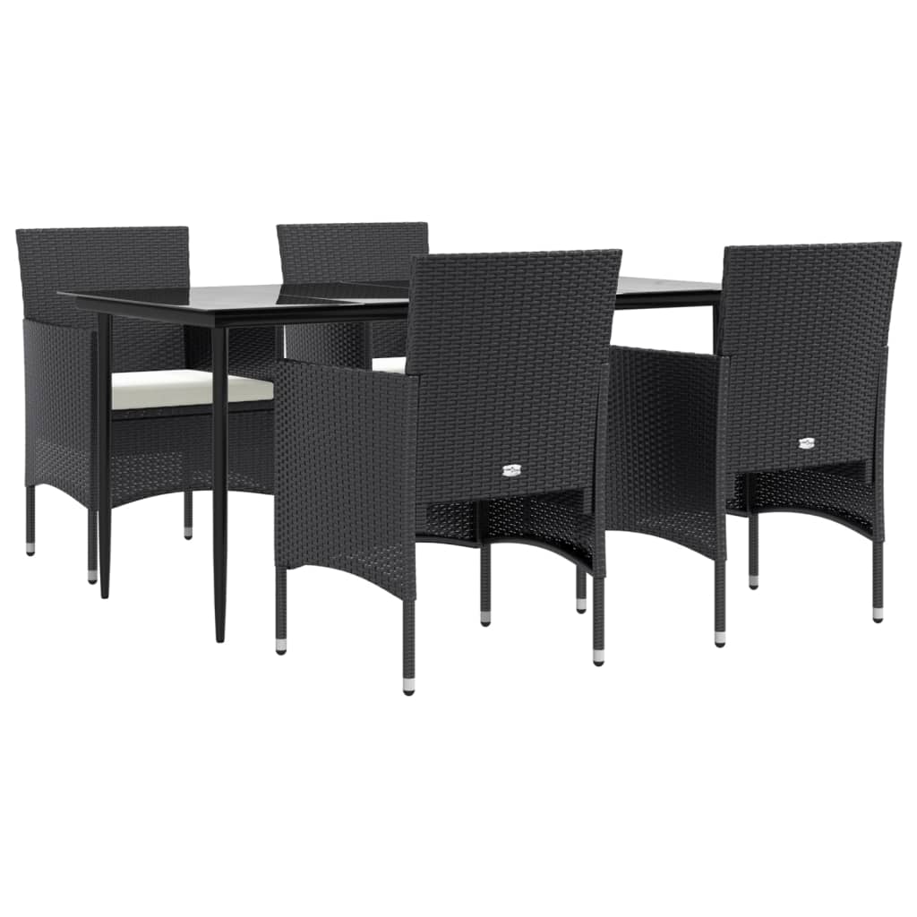 Set da Pranzo da Giardino 5 pz con Cuscini Nero - homemem39