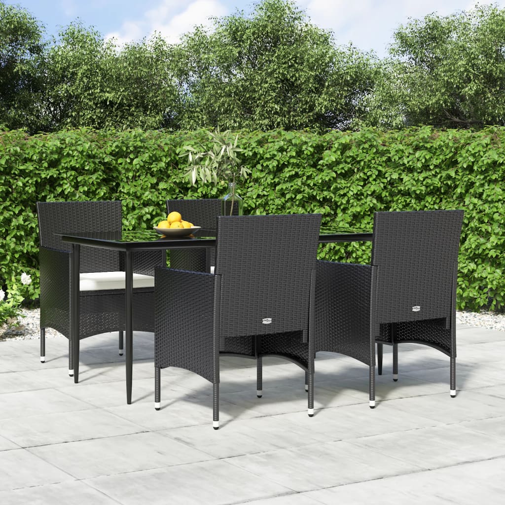 Set da Pranzo da Giardino 5 pz con Cuscini Nero - homemem39