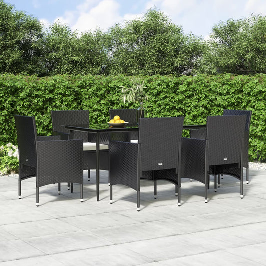 Set da Pranzo da Giardino 7 pz con Cuscini Nero - homemem39