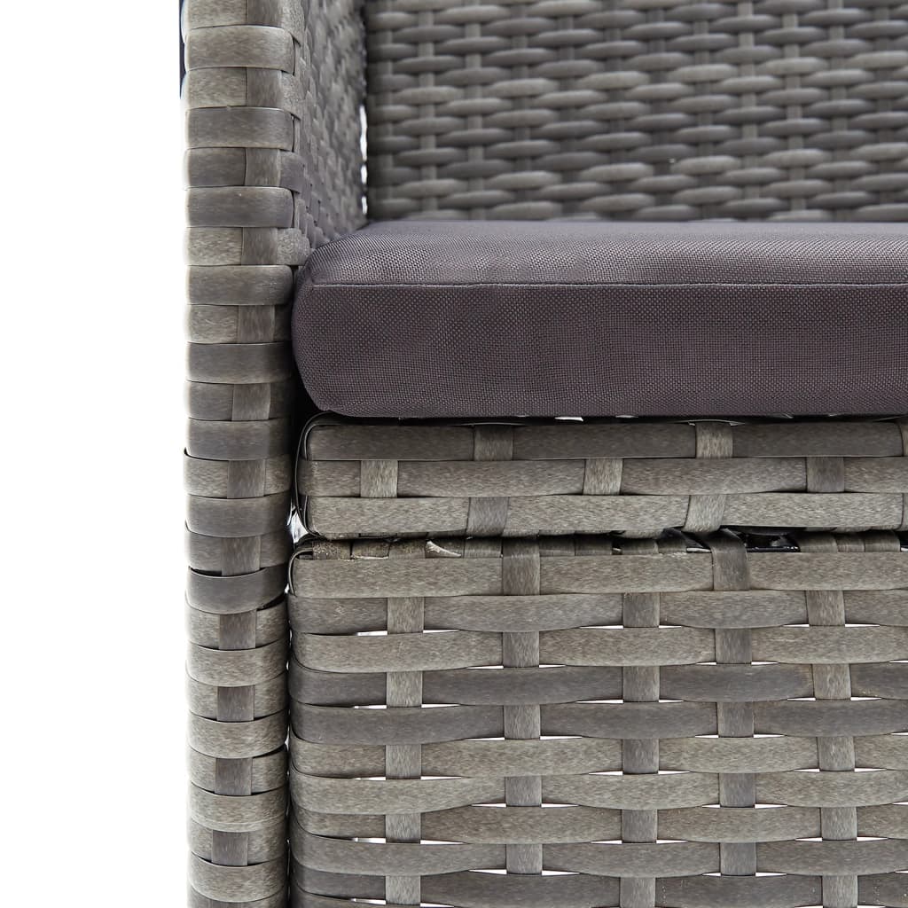 Set da Pranzo da Giardino 5 pz con Cuscini Grigio e Nero - homemem39