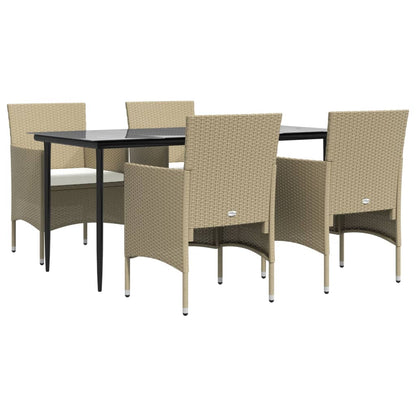 Set da Pranzo da Giardino 5 pz con Cuscini Beige e Nero - homemem39