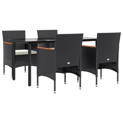 Set da Pranzo da Giardino 5 pz con Cuscini Nero - homemem39