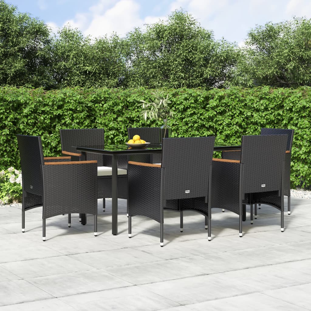 Set da Pranzo da Giardino 7 pz con Cuscini Nero - homemem39