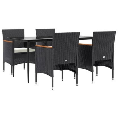 Set da Pranzo da Giardino 5 pz con Cuscini Nero - homemem39