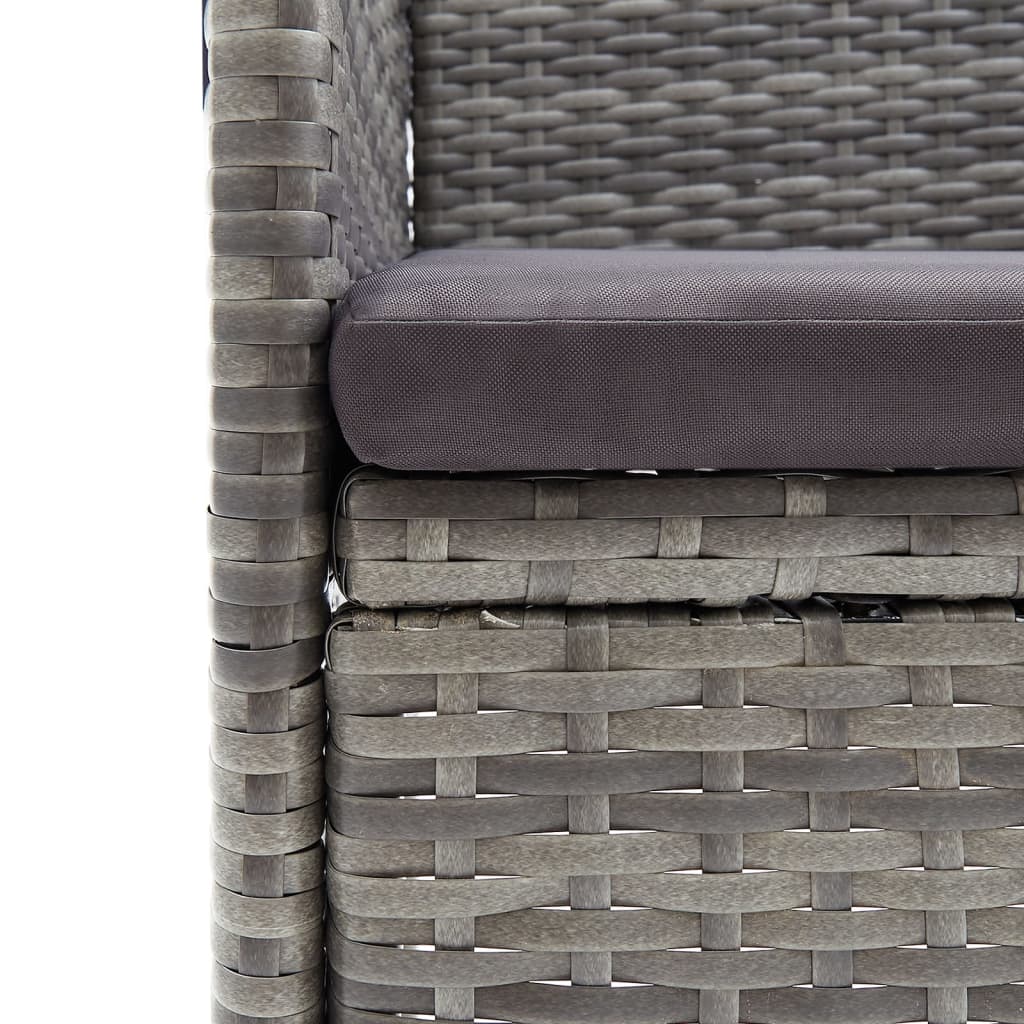 Set da Pranzo da Giardino 5 pz con Cuscini Grigio e Nero - homemem39