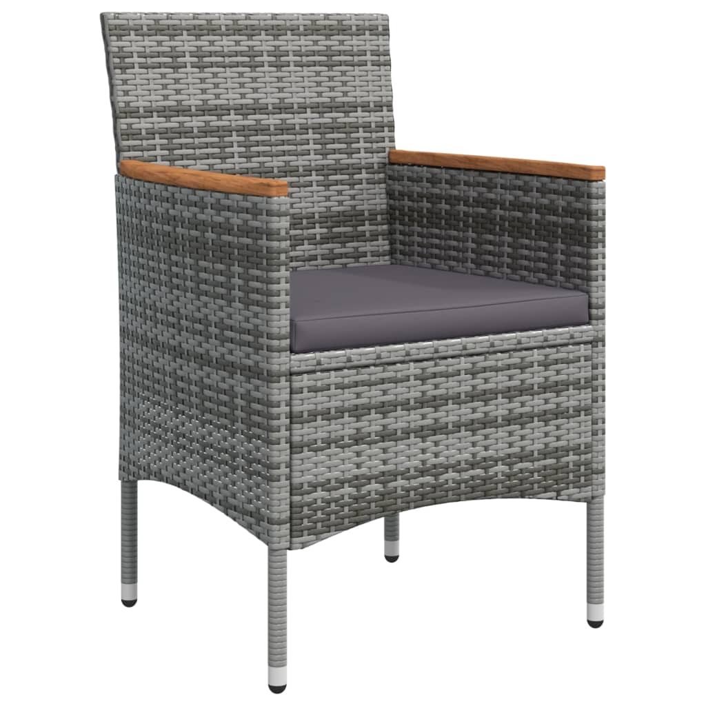 Set da Pranzo da Giardino 7 pz con Cuscini Grigio e Nero - homemem39