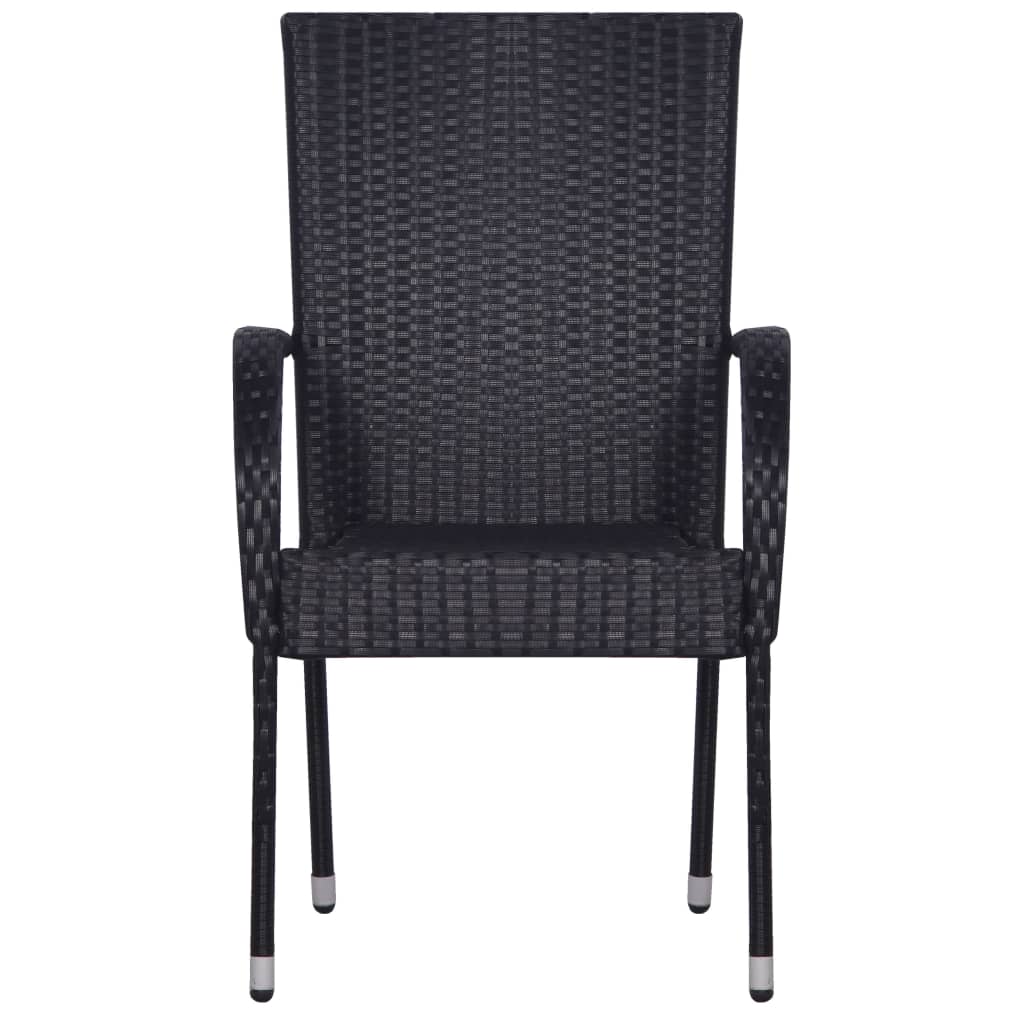 Set da Pranzo da Giardino 7 pz Nero in Polyrattan | homemem39