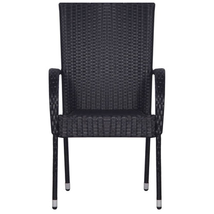Set da Pranzo da Giardino 7 pz Nero in Polyrattan | homemem39