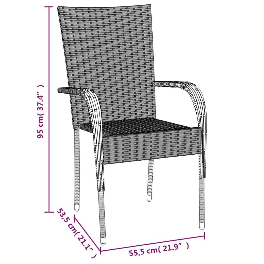 Set da Pranzo da Giardino 7 pz Nero in Polyrattan | homemem39