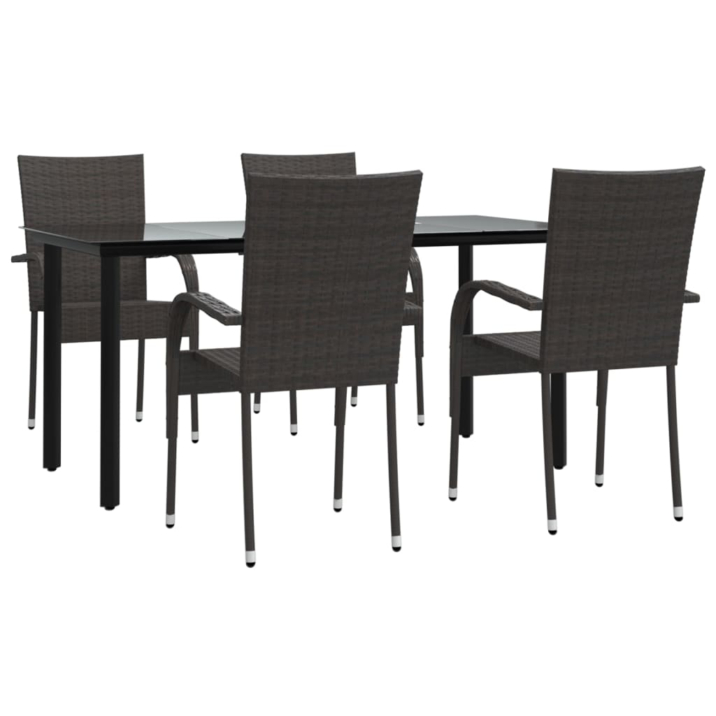 Set da Pranzo da Giardino 5 pz Marrone in Polyrattan - homemem39