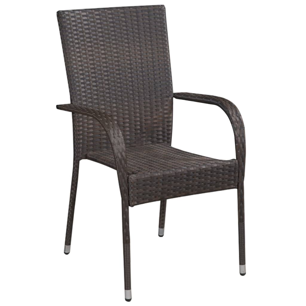 Set da Pranzo da Giardino 5 pz Marrone in Polyrattan | homemem39