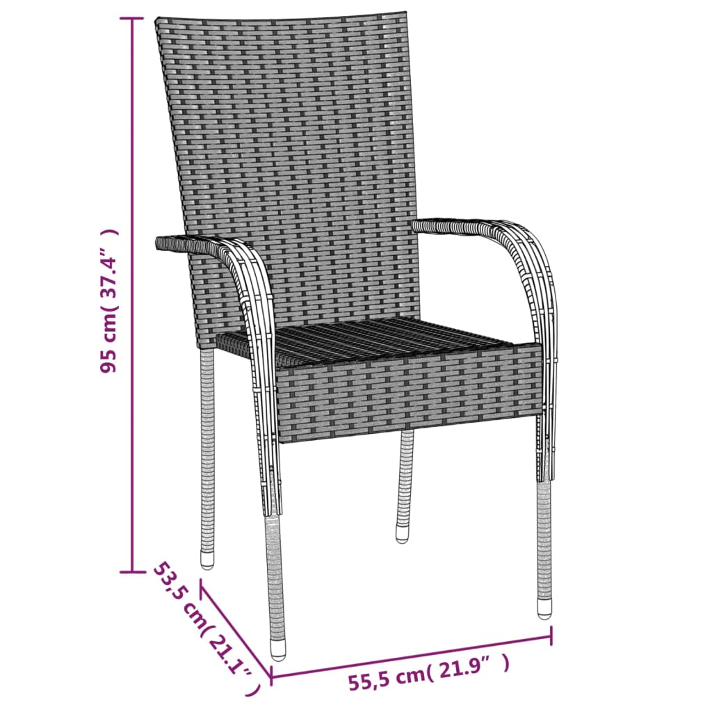 Set da Pranzo da Giardino 5 pz Marrone in Polyrattan | homemem39