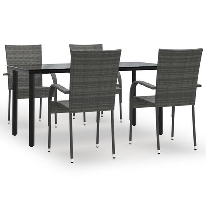 Set da Pranzo da Giardino 5 pz Grigio in Polyrattan - homemem39
