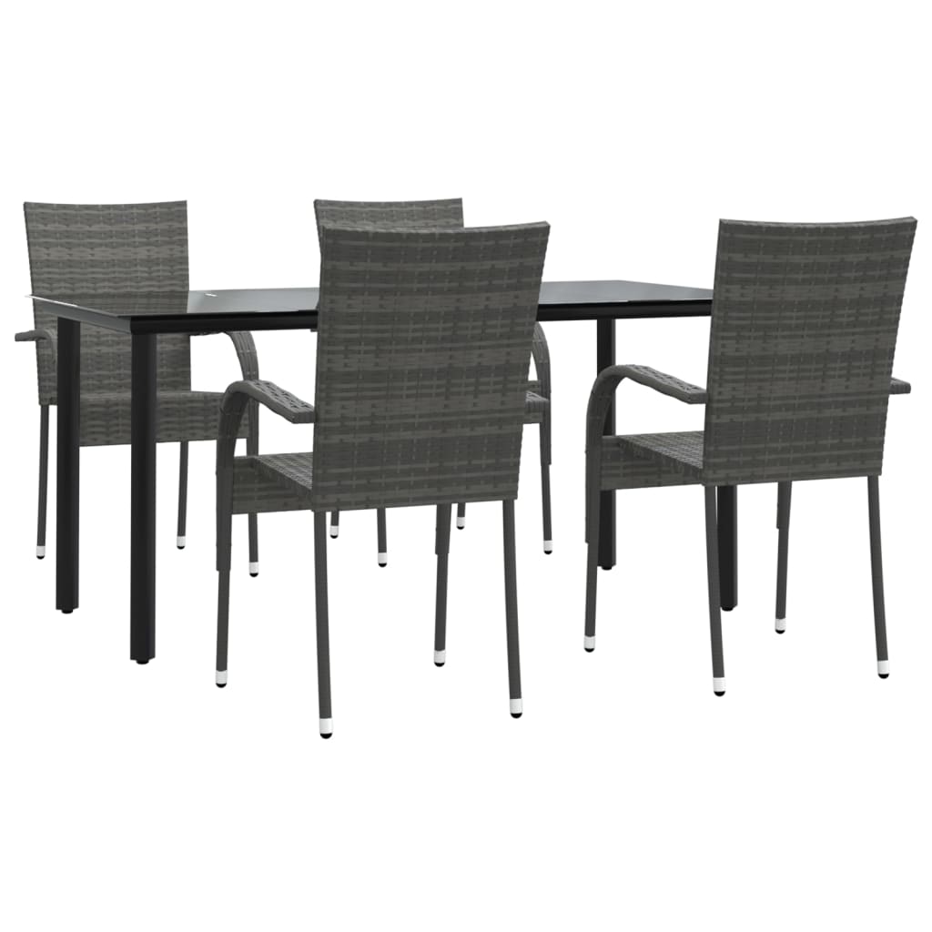 Set da Pranzo da Giardino 5 pz Grigio in Polyrattan | homemem39