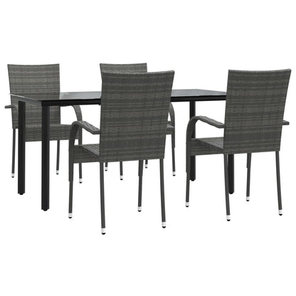 Set da Pranzo da Giardino 5 pz Grigio in Polyrattan - homemem39