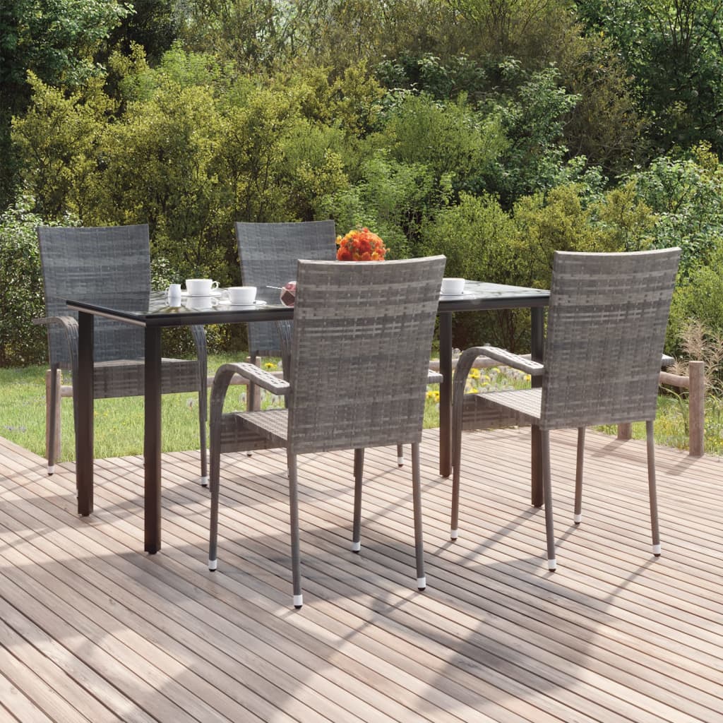 Set da Pranzo da Giardino 5 pz Grigio in Polyrattan | homemem39
