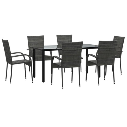 Set da Pranzo da Giardino 7 pz Grigio in Polyrattan - homemem39