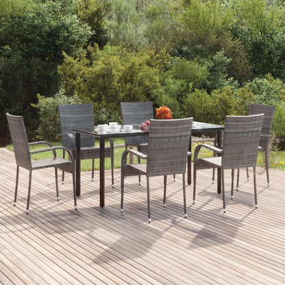 Set da Pranzo da Giardino 7 pz Grigio in Polyrattan - homemem39