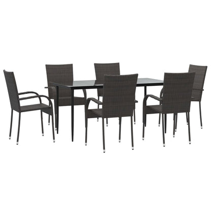 Set da Pranzo da Giardino 7 pz Marrone in Polyrattan - homemem39