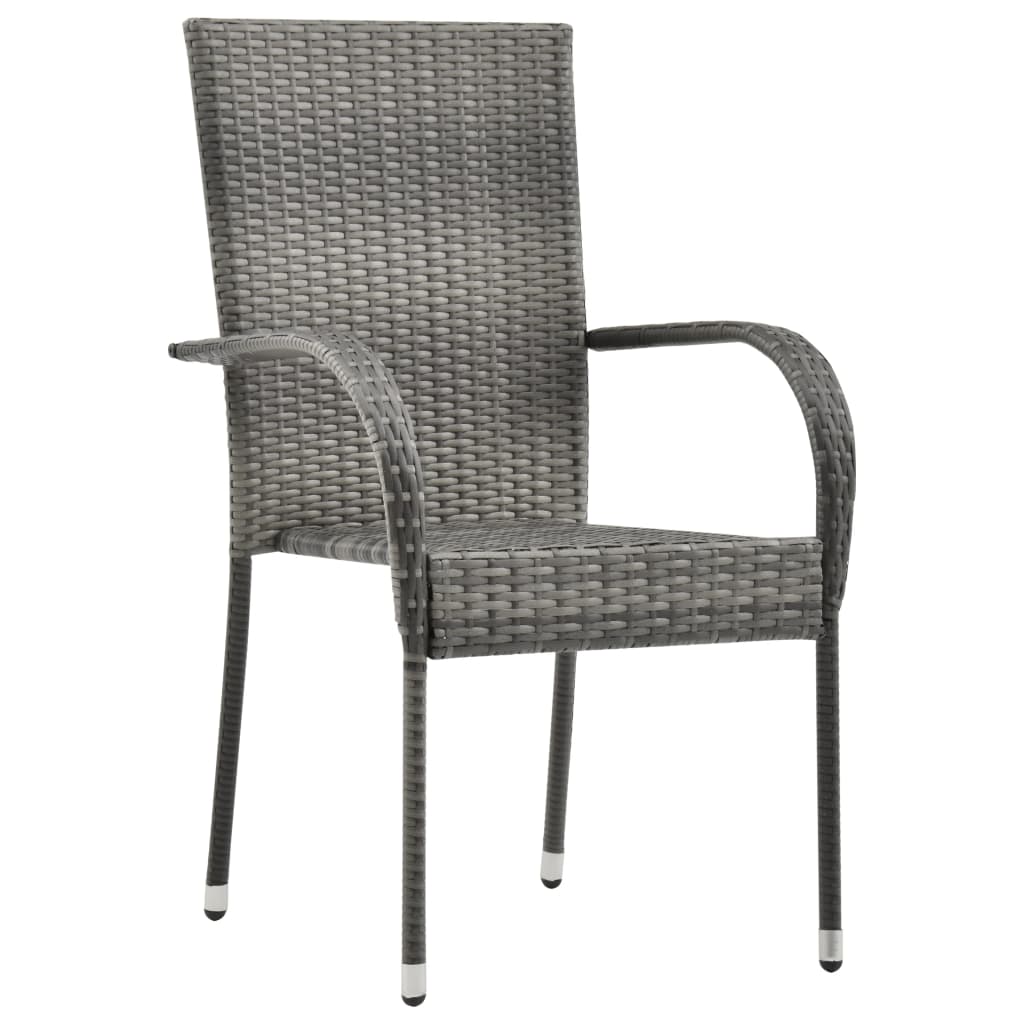 Set da Pranzo da Giardino 5 pz Grigio in Polyrattan - homemem39
