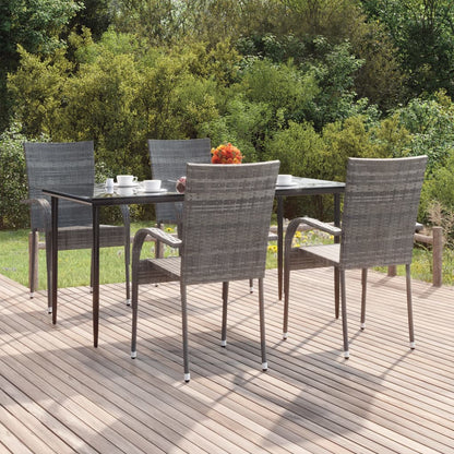 Set da Pranzo da Giardino 5 pz Grigio in Polyrattan - homemem39