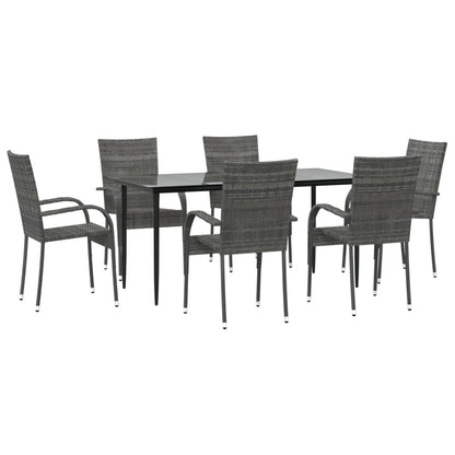Set da Pranzo da Giardino 7 pz Grigio in Polyrattan - homemem39