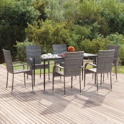 Set da Pranzo da Giardino 7 pz Grigio in Polyrattan - homemem39