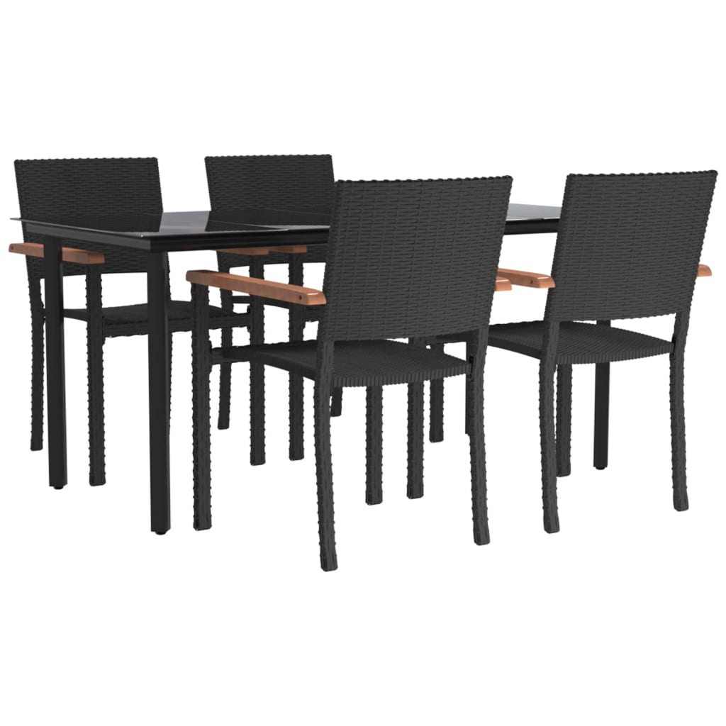 Set da Pranzo da Giardino 5 pz Nero in Polyrattan | homemem39