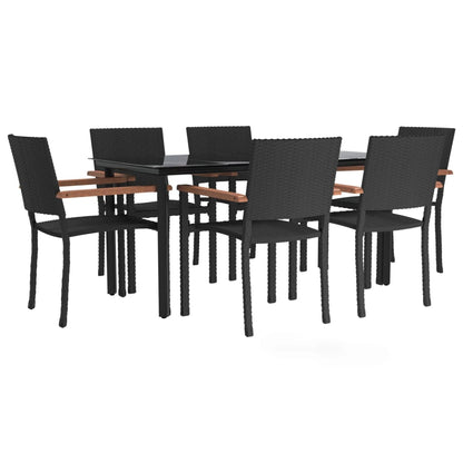 Set da Pranzo da Giardino 7 pz Nero in Polyrattan | homemem39
