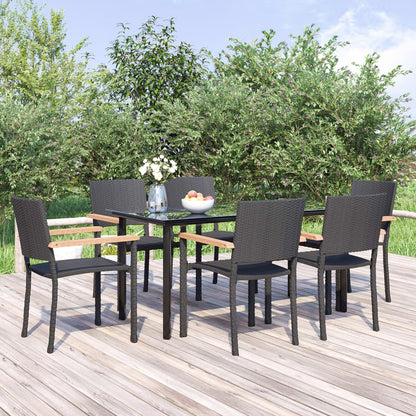 Set da Pranzo da Giardino 7 pz Nero in Polyrattan | homemem39