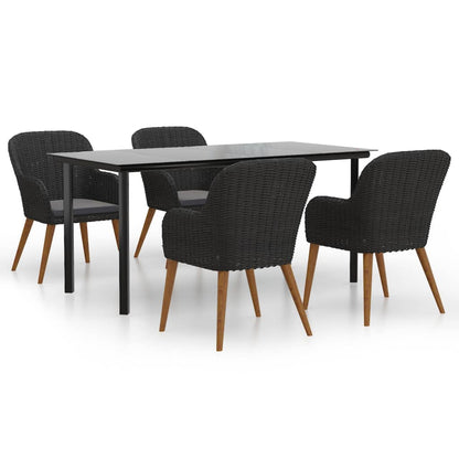Set da Pranzo da Giardino 5 pz con Cuscini Nero | homemem39