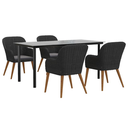 Set da Pranzo da Giardino 5 pz con Cuscini Nero | homemem39