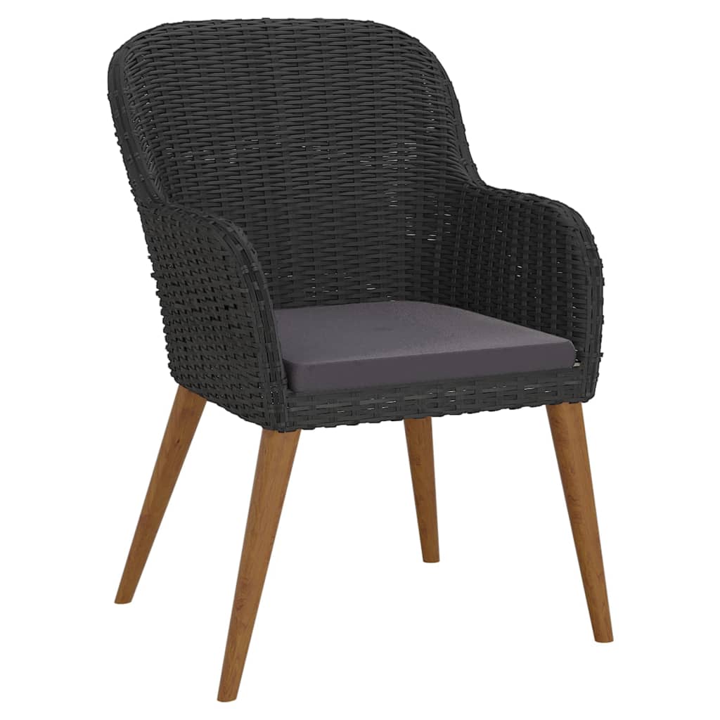 Set da Pranzo da Giardino 5 pz con Cuscini Nero | homemem39