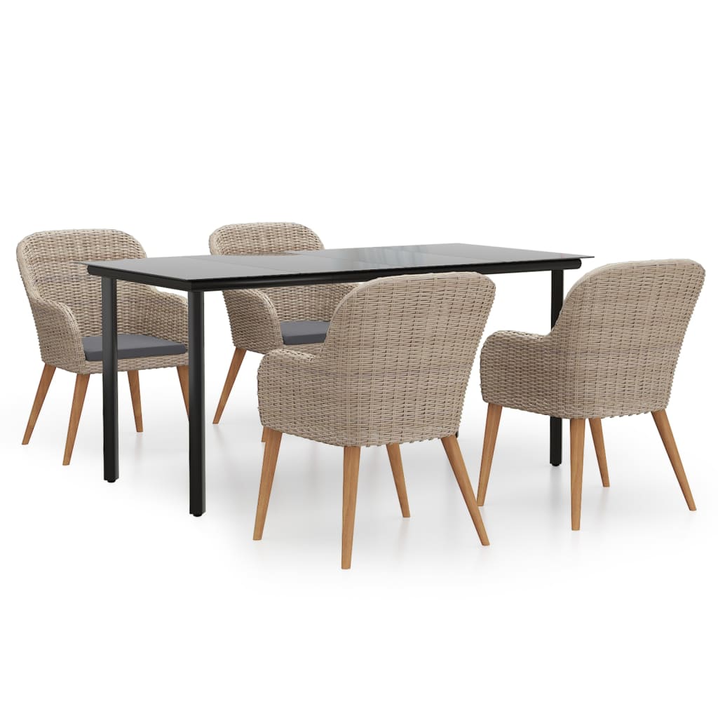 Set da Pranzo da Giardino 5 pz con Cuscini Marrone | homemem39