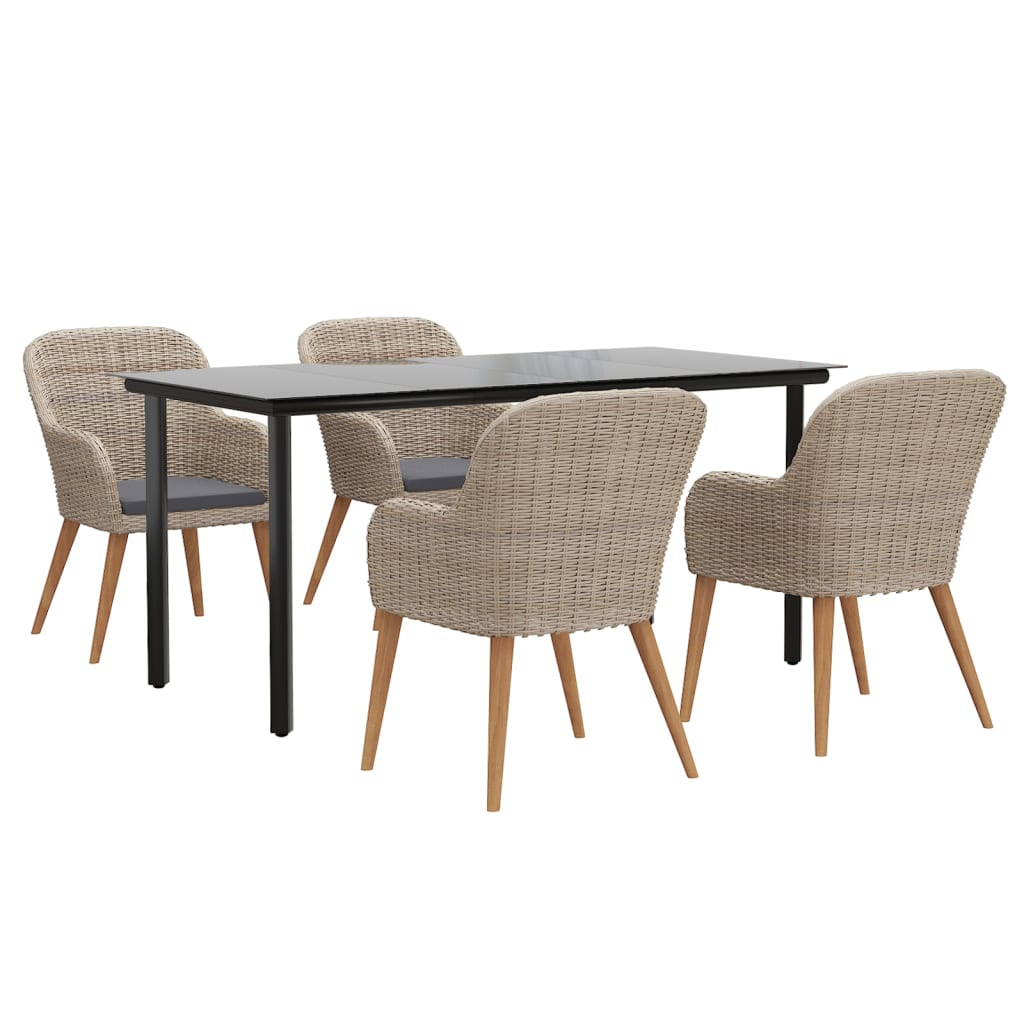 Set da Pranzo da Giardino 5 pz con Cuscini Marrone | homemem39