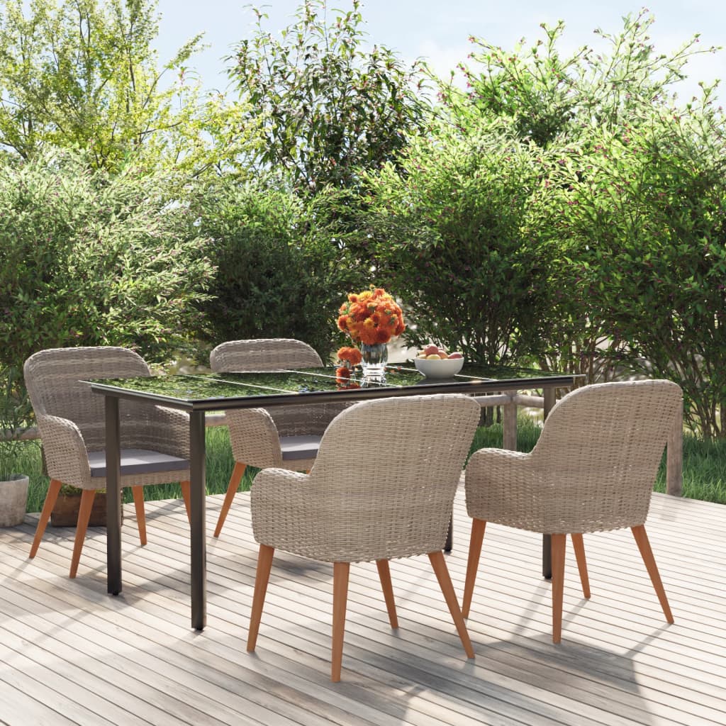 Set da Pranzo da Giardino 5 pz con Cuscini Marrone | homemem39