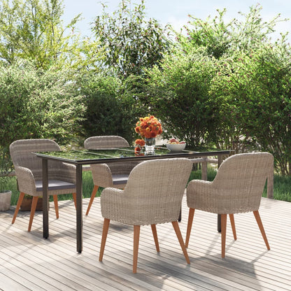 Set da Pranzo da Giardino 5 pz con Cuscini Marrone | homemem39