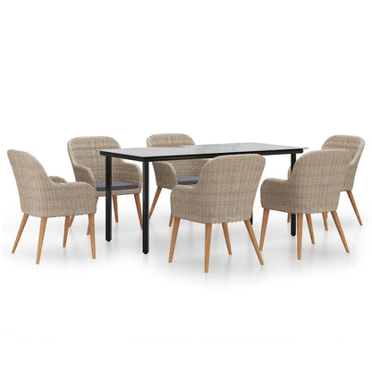Set da Pranzo da Giardino 7 pz con Cuscini Marrone | homemem39