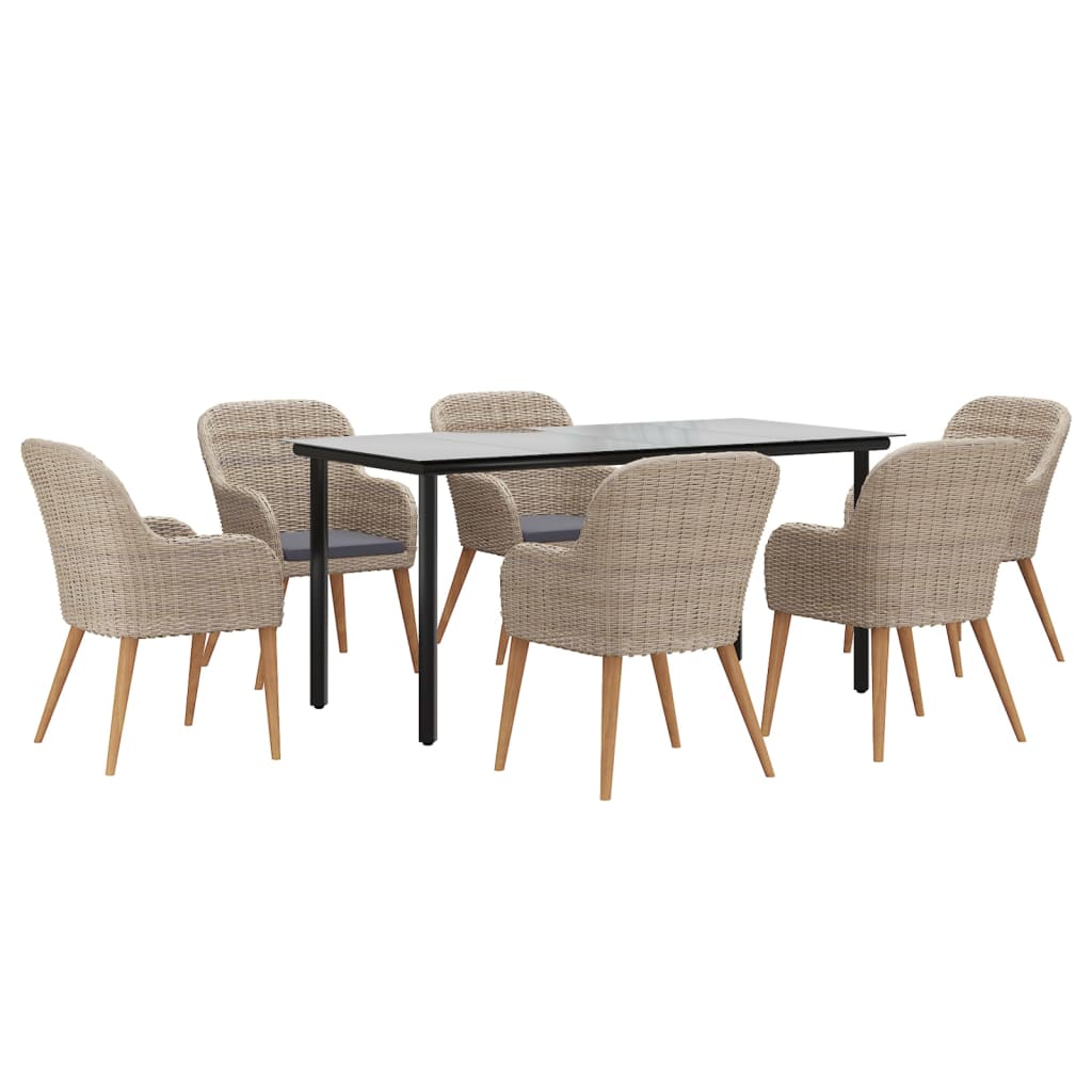 Set da Pranzo da Giardino 7 pz con Cuscini Marrone | homemem39