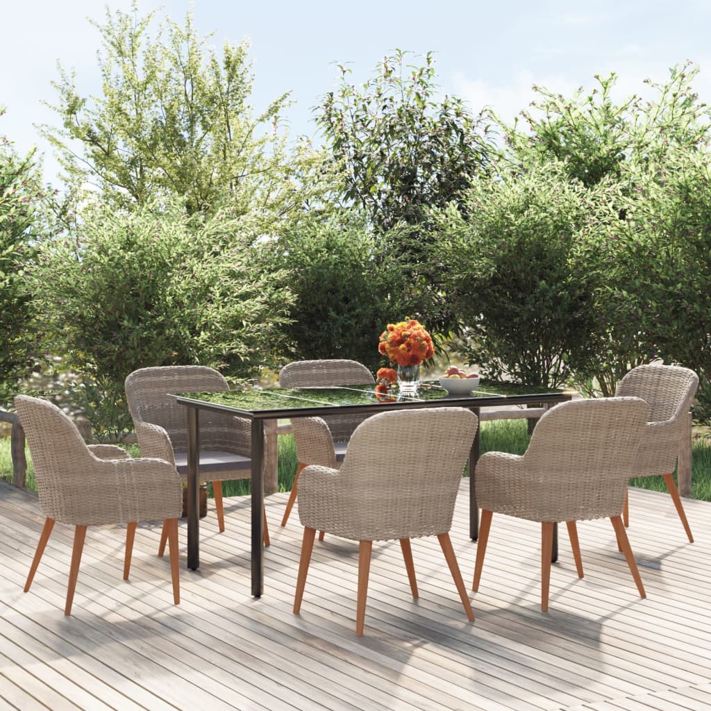 Set da Pranzo da Giardino 7 pz con Cuscini Marrone | homemem39