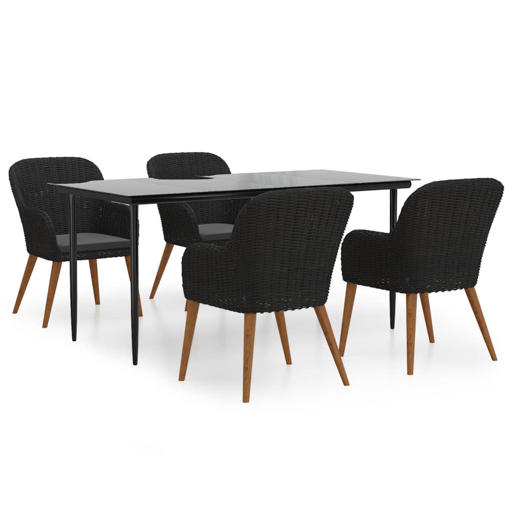 Set da Pranzo da Giardino 5 pz con Cuscini Nero | homemem39