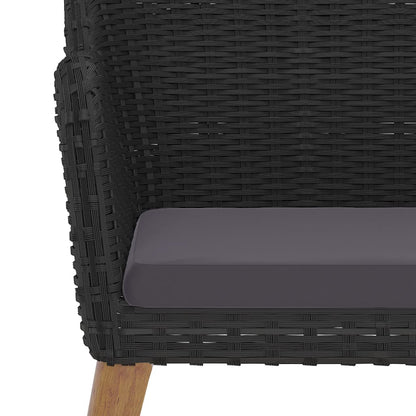 Set da Pranzo da Giardino 5 pz con Cuscini Nero | homemem39