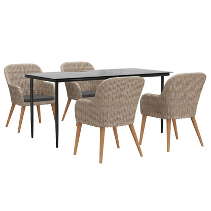 Set da Pranzo da Giardino 5 pz con Cuscini Marrone | homemem39
