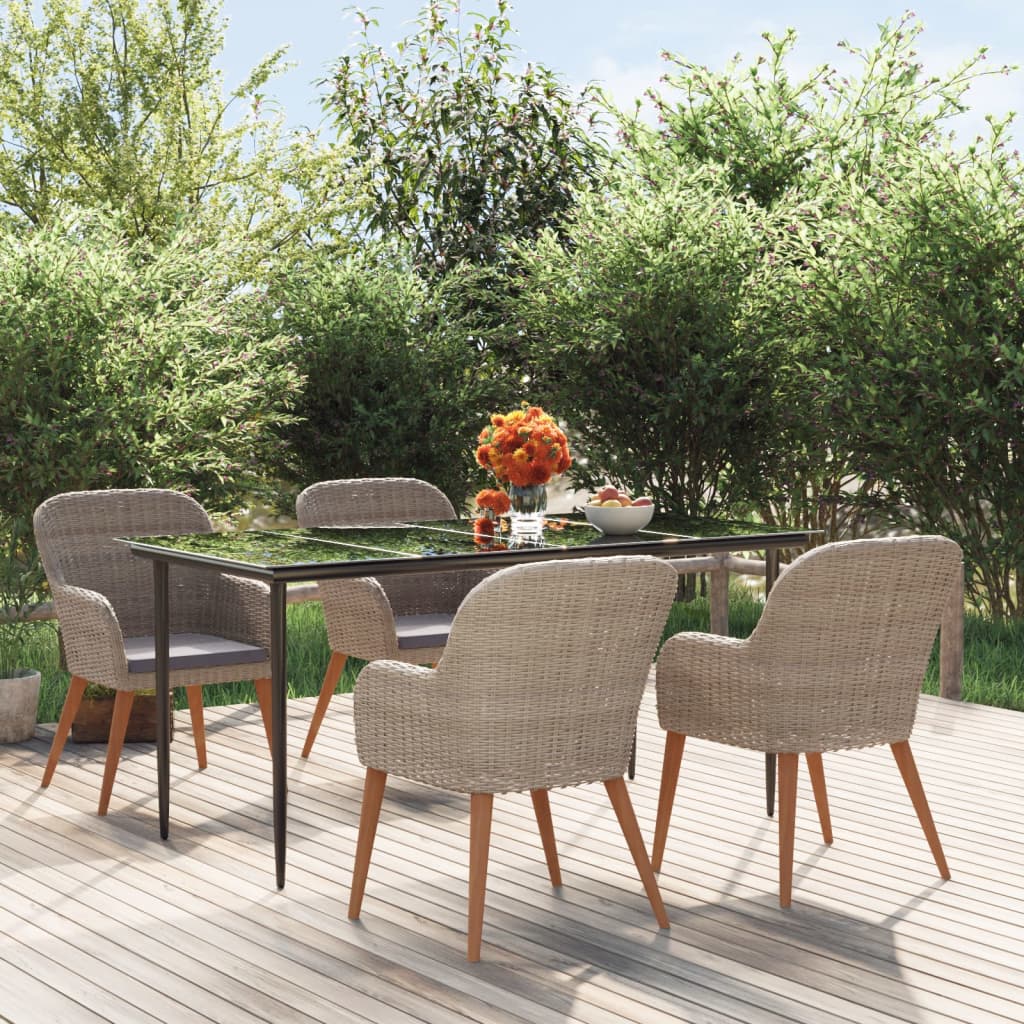Set da Pranzo da Giardino 5 pz con Cuscini Marrone | homemem39