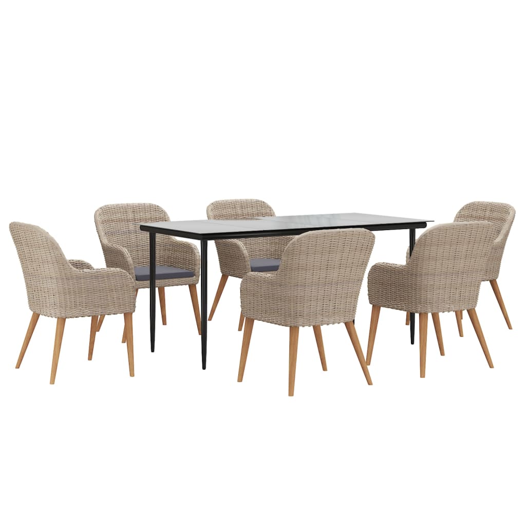 Set da Pranzo da Giardino 7 pz con Cuscini Marrone | homemem39