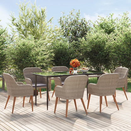 Set da Pranzo da Giardino 7 pz con Cuscini Marrone | homemem39