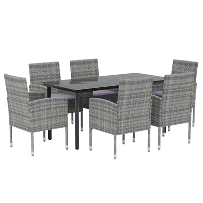 Anthracite 7-piece Garden Dining Set with Polyrattan Cushions